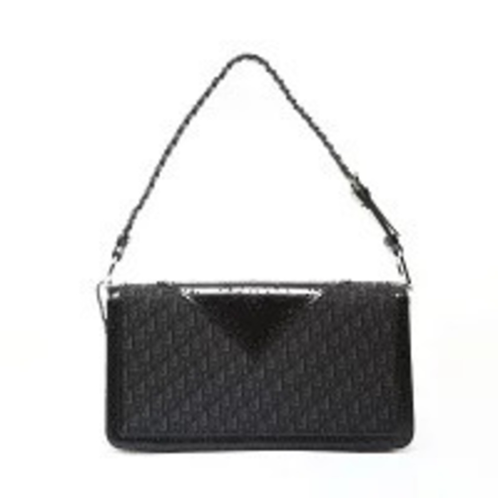 Christian Dior Trotter Canvas Shoulder Bag Charm Black